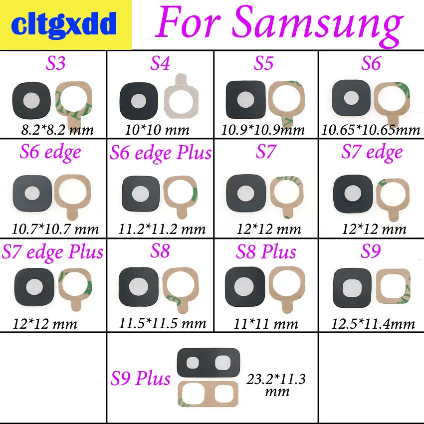 cltgxdd Rear Camera Glass Lens Cover Ring with Sticker Glue For Samsung Galaxy S3 S4 S5 S6 edge + S7 edge S8 S9 S9 plus