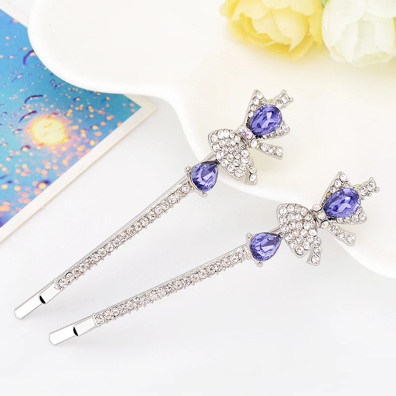 EASYA Elegant Cute Rhinestone Bowknot Hair Clip Pins Minimalist Delicate Crystal Metal Alloy Hairwear Accessories Jewelry