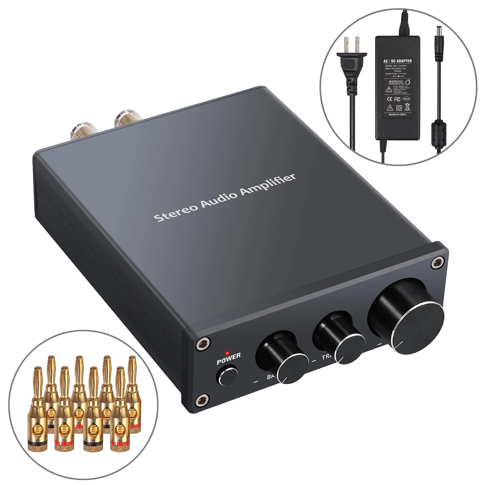 Neoteck Stereo Audio Amplifier With TPA3116D2 Chip Hi-Fi integrated amplifier 50W + 50W Output Power  with Bass Treble Control