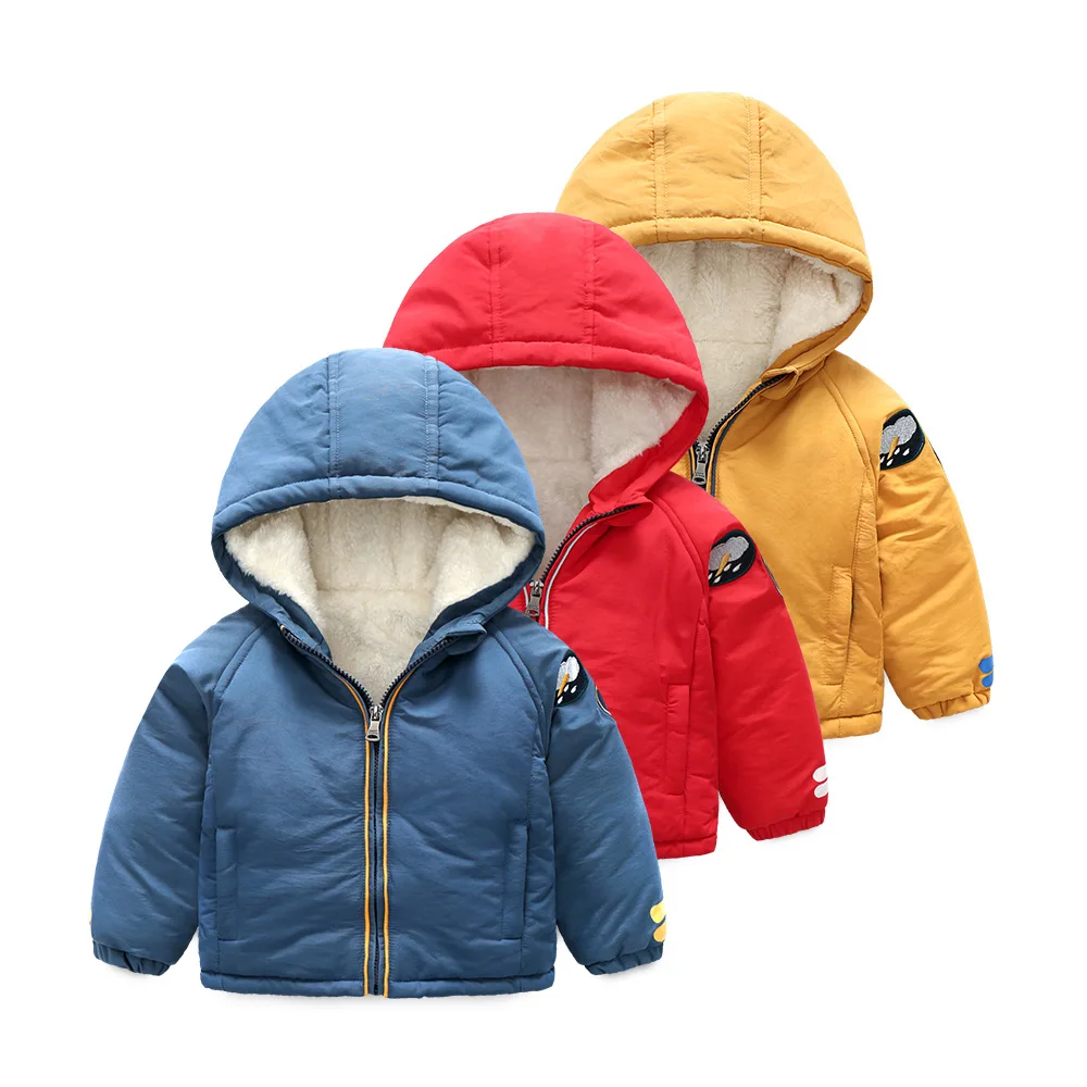 

Winter Kid Plus velvet Fluffy coat Thick cotton Fashion Boy girl brand Cartoon Windbreaker Warm Cashmere toddle clothes clothing