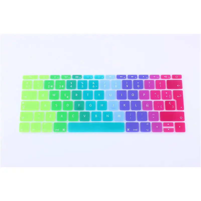 Euro Spanish Keyboard Skin Cover for Apple Macbook Retina 12 Inch A1534 Silicone Laptop Keypad Protector Film (100PCS)