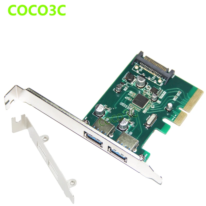 

Карта PCI express, 2 порта, USB 3,1, PCIe, с низкопрофильным кронштейном, pci-e 4x на usb3.1, адаптер SuperSpeed 10 Гбит/с