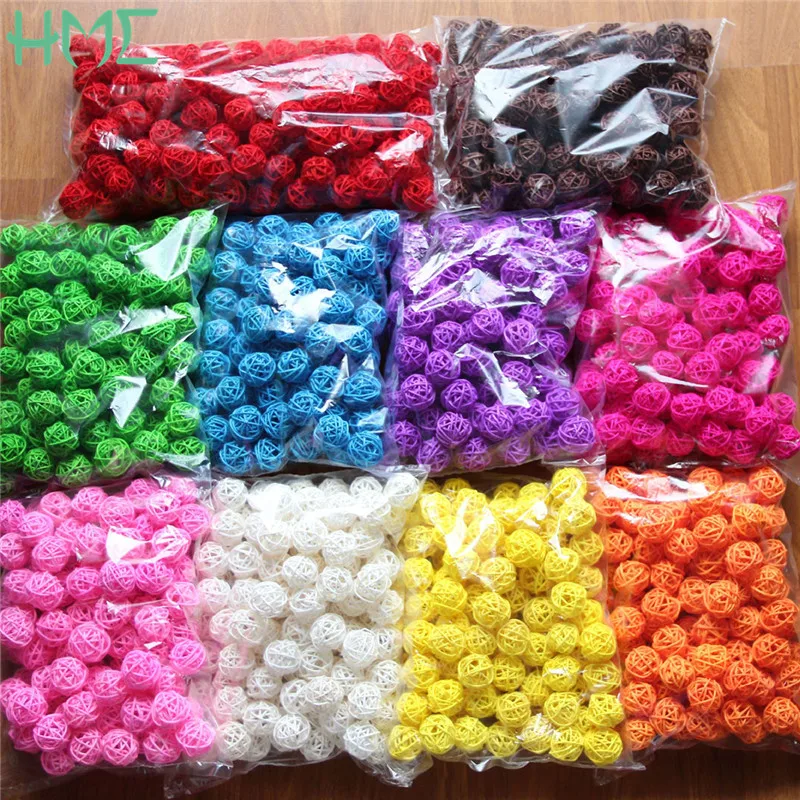 Venda quente 20 pçs/lote 3cm bolas de rattan aniversário festa de casamento decoração bola de rattan decoração de natal casa ornamento decoração de casa