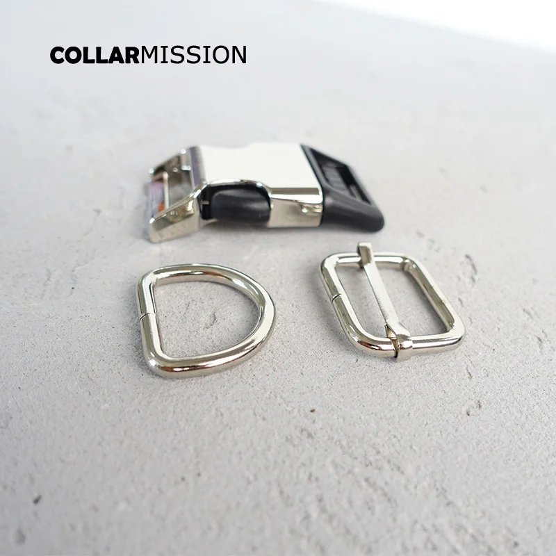 10sets/lot (metal buckle+adjust buckle+D ring/set)Non-Welded Dee ring plated metal buckle 25mm webbing diy dog collar accessory