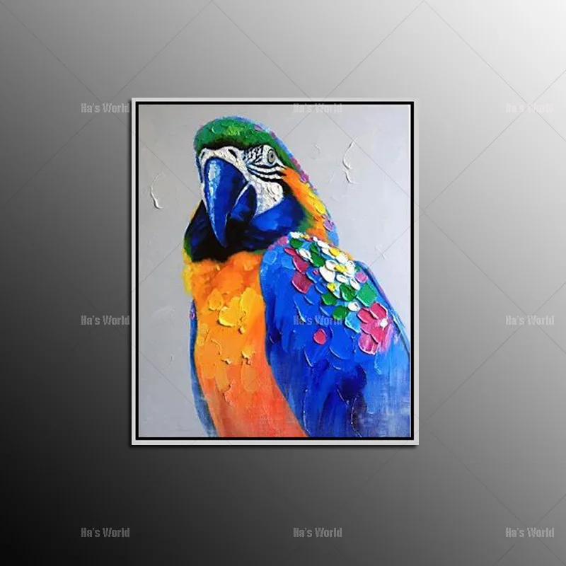 

Fashion Design High Quality Parrot Oil Painting on Canvas Hand-painted Funny Bird Parrot Oil Painting for Living Room Decoration