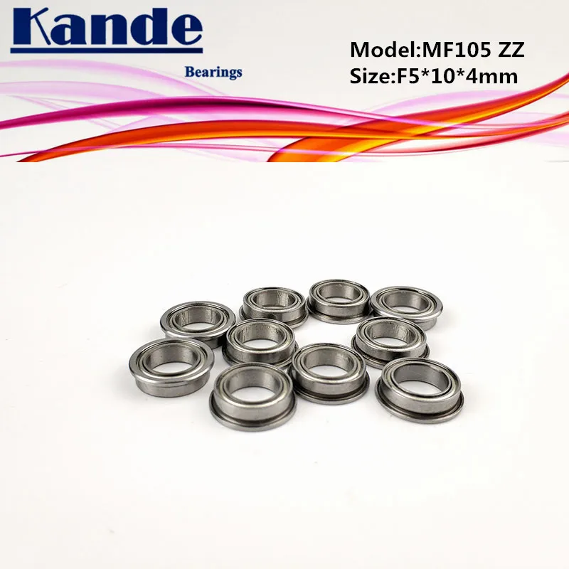 Kande Bearings 10PCS MF105ZZ MF105 MF105 ZZ   Miniature Flange Bearing F5x10x4mm