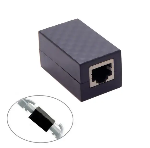 Lightning Protection RJ45 UTP STP CAT6 CAT5e Female to Female Network Lan Adapter Extender 8-core, with gold-plated contacts