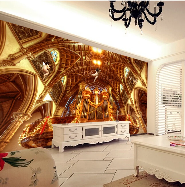 

Latest custom 3D large mural,Lavish aristocratic palace 3 d angels stairs ,living room tv background bedroom wall wallpaper