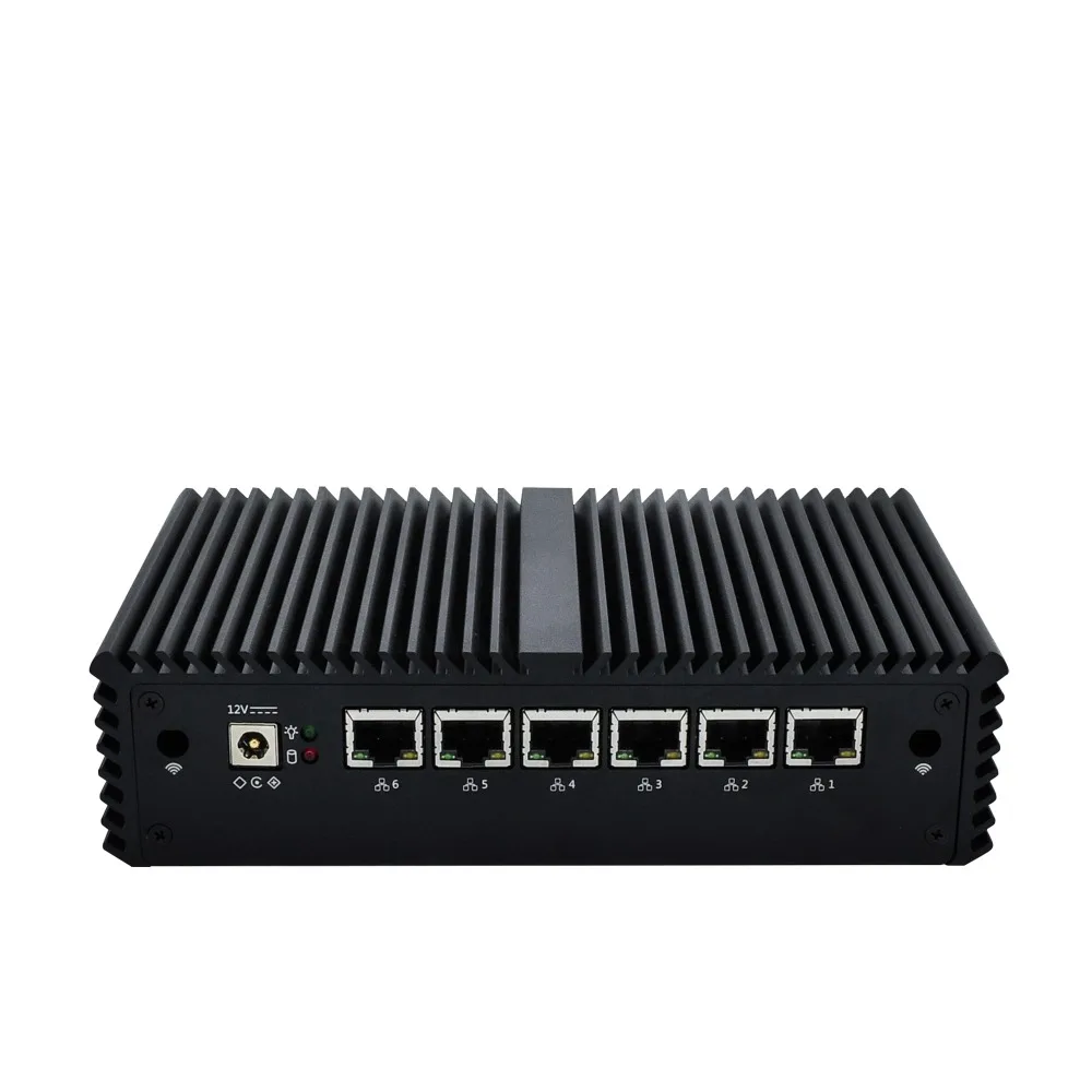 QOTOM Kaby Lake CPU Fanless Mini PC Q525G6 Q535G6 3965U/Core i3-7100U 6 Gigabit NIC Router AES-NI PF Ubuntu CentOS