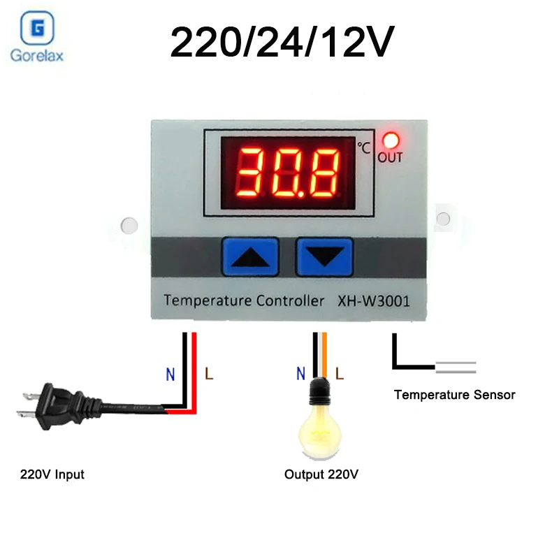 Digital LED Temperature Controller Thermostat Control Switch Max 10A 220V 1500W Intelligent Temperature Regulator with 1m Probe