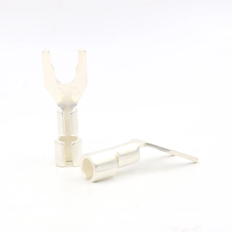 Hifi 오디오 4 개 하이 엔드 솔리드 실버 도금 Y 스페이드 플러그, 스피커 케이블 와이어 커넥터 5mm