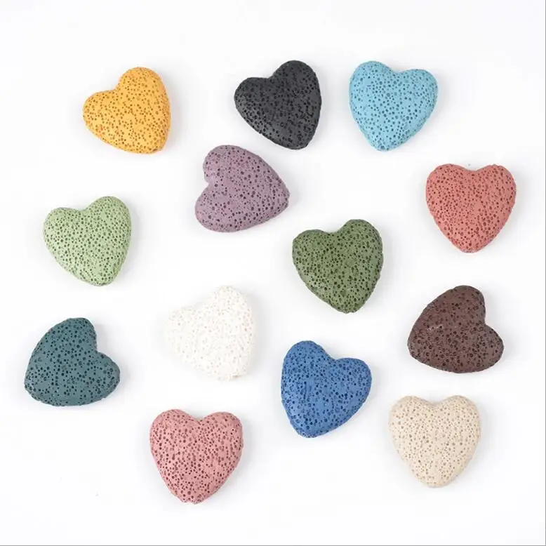Natural Stone Black White Volcanic Lava Beads Heart Shape Rock Spacer Beads For Necklace Earrings DIY Jewelry Making Z833