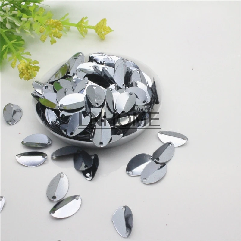 1000pcs 8*13mm Cup Oval Folded Sequins Horse Eyes Shape For Crafts Loose Paillettes Diy Wedding Sewing Accessories Grey Spangles