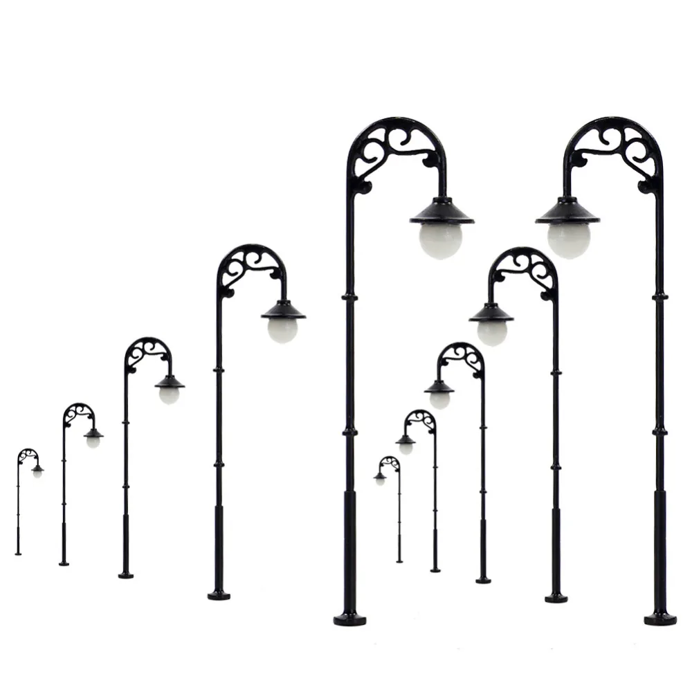 

Evemodel LYM56 10pcs Model Train HO Scale Lamp Post 1:87 Single Head Street Lights LEDs Warm White