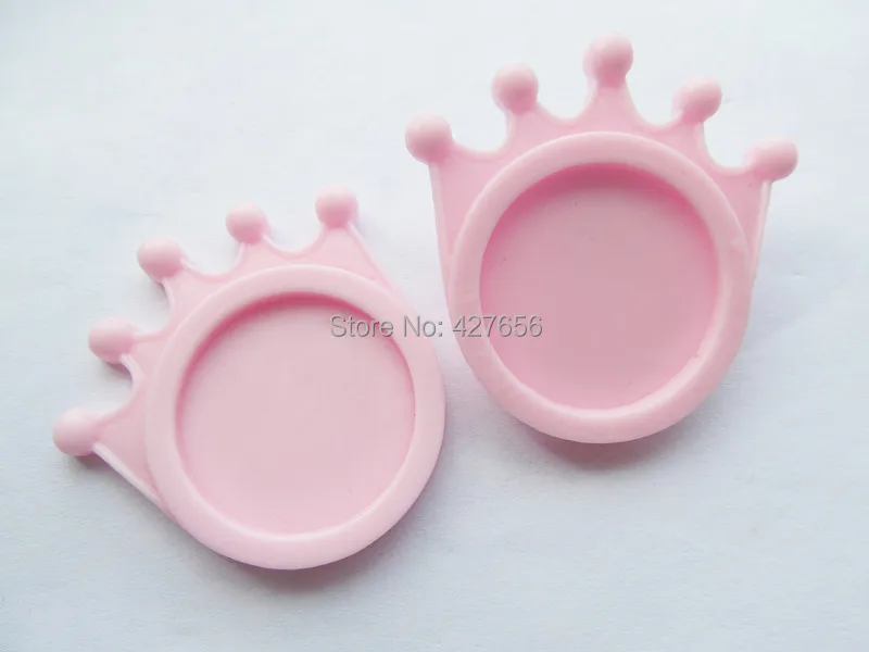 100pcs Pink Flatback Resin Crown Charm Finding,Filigree Border Base Setting Tray, for 25mm Picture/Cabochon/Cameo