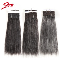 Sleek Hair Brazilian Double Drawn Remy Human Hair Weave Short Yaki Straight #44 #34 #51 #280  Piano Gray Mix Color Bundles