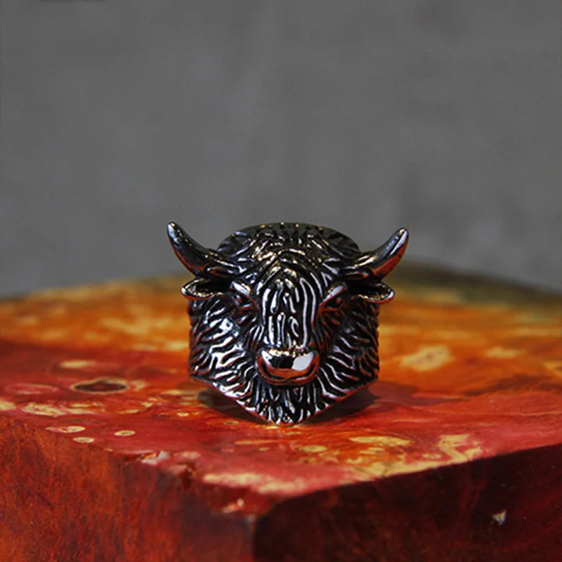 Adjustable American bison Ring yak buffalo wild ox Jewelry Free Size Cattle jewelry