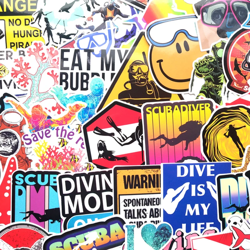 10/30/60pcs Diving Extreme Sport Sticker Colorful DIY Toy Case Luggage Laptop Decal Skateboard Guitar Fridge Graffiti Sticker F5