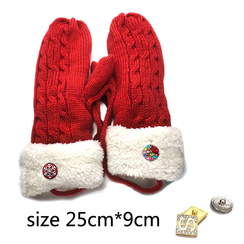 6 Colors 009 Winter Fashion Christmas Gloves Fit 18mm Snap Button Knitted Gloves Charms Fashion Jewelry For Women Teenagers Gift