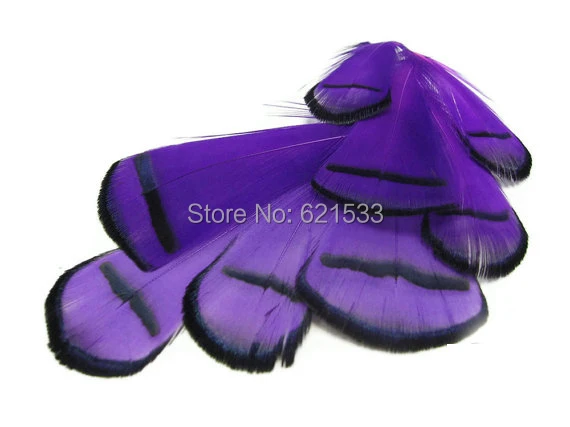 

Pheasant Feathers,100pcs/lot- PURPLE Lady Amherst Pheasant tippet loose feathers 4-9CM,feather craft