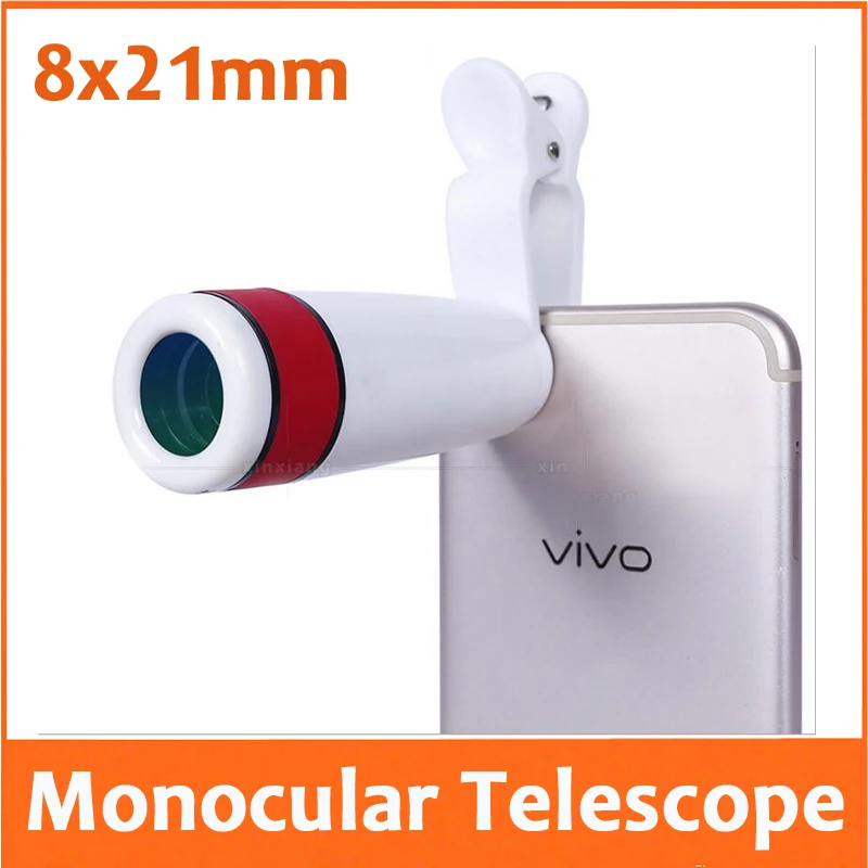 8X 21mm Outdoor Monocular Telescope with mobile phone Camera Handset Clip Mount 8 Times Photograph videotape Telescope