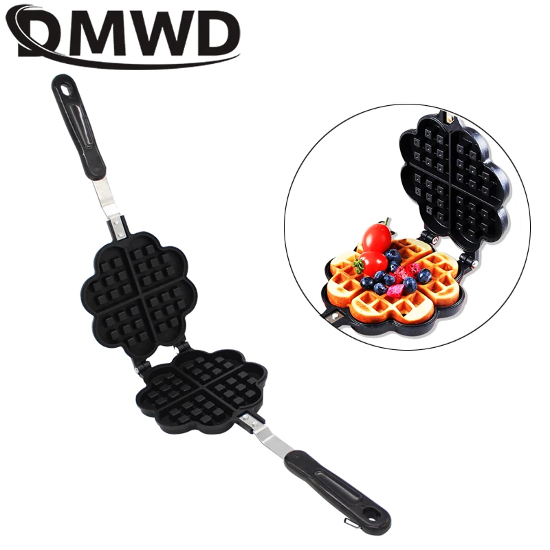 DMWD DIY Heart Shape Non-stick Eggs Waffle Pan For Gas Electric Muffin Machine Omelet Egg Pancake Mould Baked Cake Baking Mold