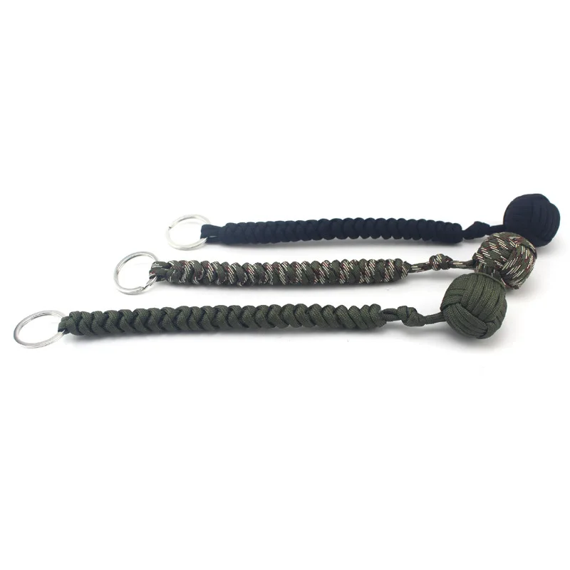 Key chain Outdoor self-defense field emergency survival kit key rings seven-core umbrella hand-woven keychain with steel ball