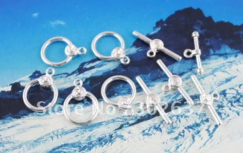 60Sets Silver Plate Spiral Circle toggle clasps A1708SP