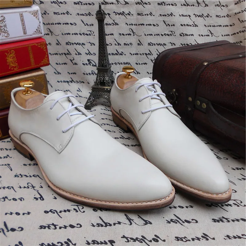 MALONEDA Bespoke Big Size New Handmade White Color Men's Wedding Shoes Genuine Leather Formal Dress Shoes With Goodyear Welted