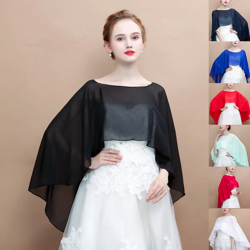 

Soft Chiffon Women Cape High Low Sheer Summer Beach Wedding Wrap Bridal Bridesmaids Cover Up Shawl