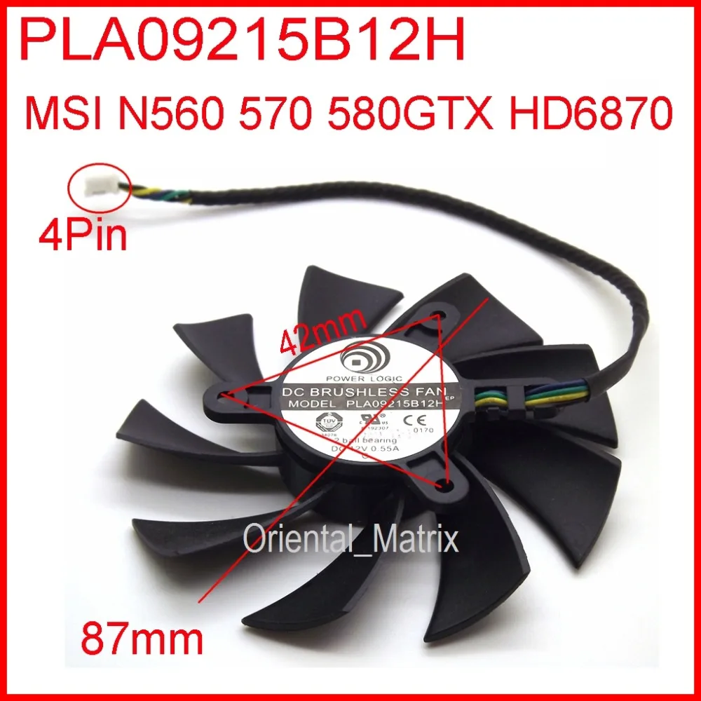 PLA09215B12H 12V 0.55A 87mm VGA Fan For MSI N560 570 580 HD6870 Graphics Card Cooling Fan 4Wire 4Pin