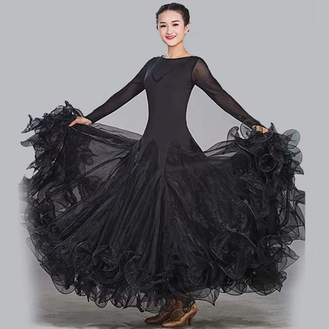 9 Colors Ballroom Dance Dresses Lady\'s High Quality Simple Style Blue Tango Waltz Dancing Skirt Ballroom Dance Competition Dress