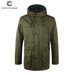 CITY CLASS Casual Mens Jacket 100% Washed Cotton Windbreakers Military Loose Multi-Colors Hooded Jackets Coats Hot Sale 3793