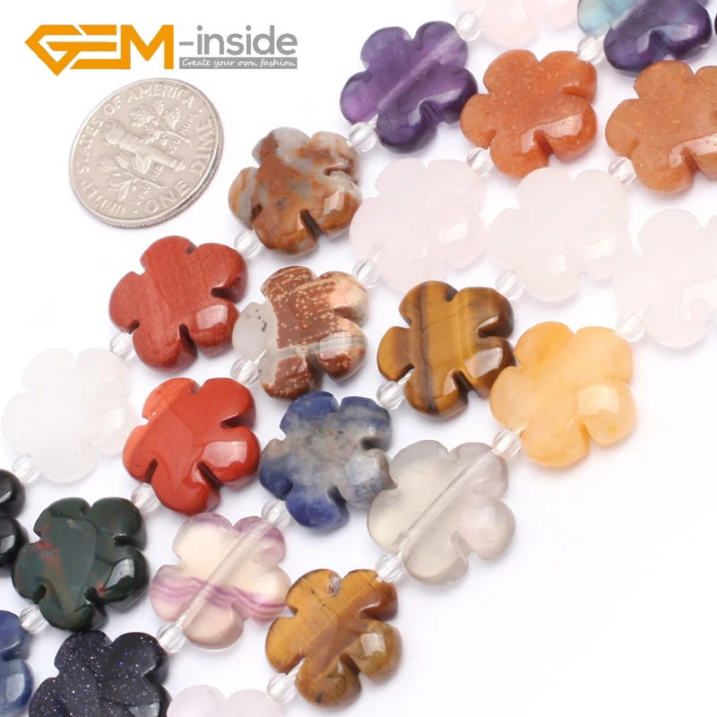 Flower Shape New 15mm Assorted Material Natural Loose Beads For Jewelry Making Beads DIY 15\