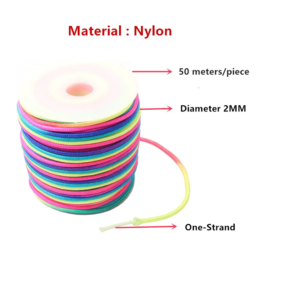 Трос для палатки CAMPINGSKY из Паракорда радужного цвета, нейлоновый шнур с 1 нитью, парашютный шнур для отдыха на открытом воздухе, 2 мм