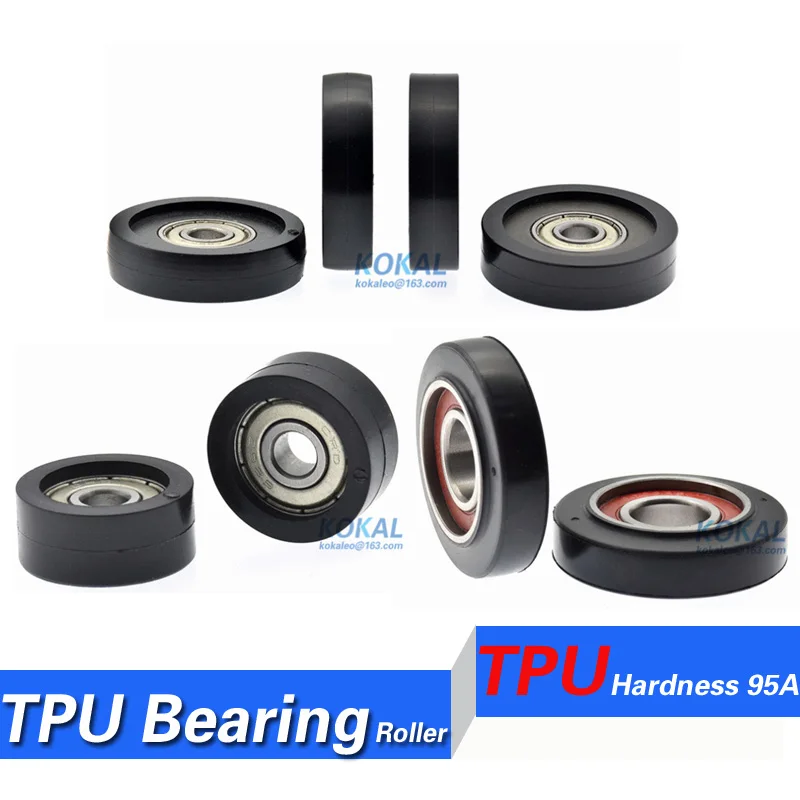 

[TPU]10PCS/LOT Low noise 626 6002 6204 608 bearing coated TPU rubber Assembly line fitting DIY sliding guide wheel roller 40MM