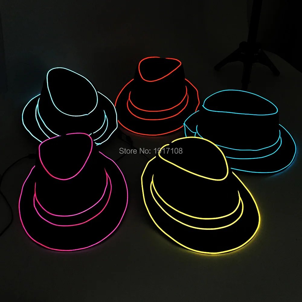 2021Flashion Party Hat Halloween supplies 10 Colors Available glowing led Mask el hat caps For Carnival Wedding Decoration image 5