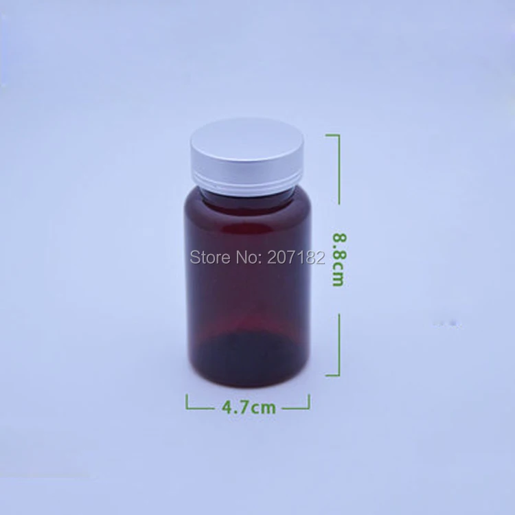 

20pcs 100ml Amber Medicine PET Bottle,Capsules/Pills/Powder/Vitamins Bottles, Plastic Bottles -- Golden/Silver Aluminum Caps