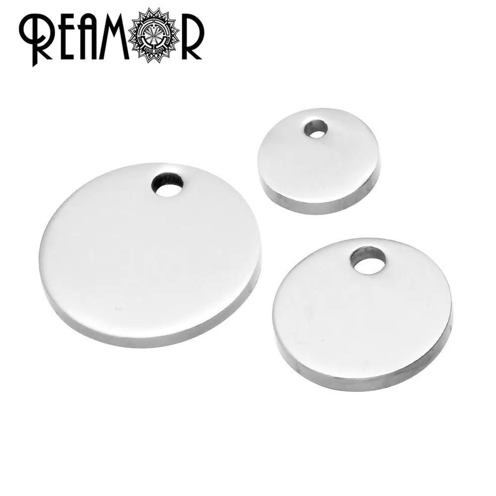 REAMOR High Polished 316l Stainless Steel Laser Logo Tags Charms For Bracelet Necklace DIY Jewelry Making Findings Wholesale