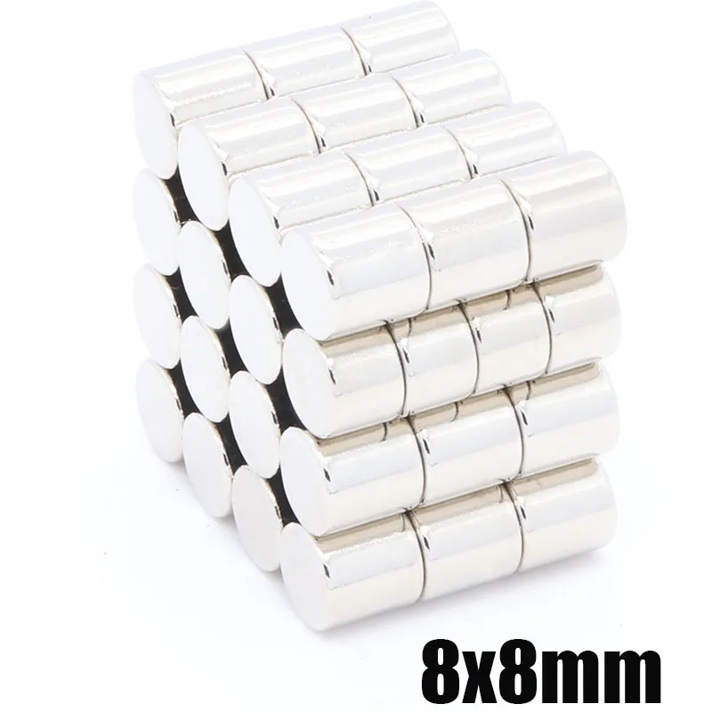 100Pcs 8X8 Mm Super Sterke Ronde Schijf De Imanes 8 Mm X 8 Mm Zeldzame Aarde Neodymium permanente Magneet Krachtige Magnetische Materialen