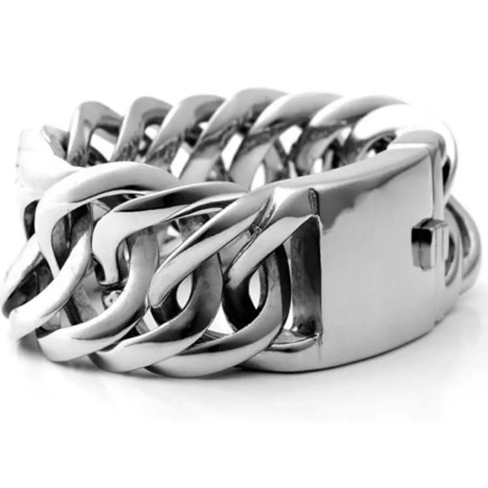 Fashion New Link Chain Stainless Steel Bracelet Men Heavy 20mm/30mm Wide Men Bracelet Double Curb Chain Wristband Jewelry