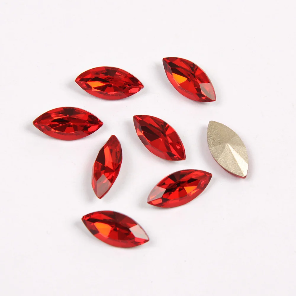 YANRUO 4200 Navette Siam Red Crystals K9 Fancy Rhinestones Claw Settings Sewing on Clothing Bright Craft Art DIY
