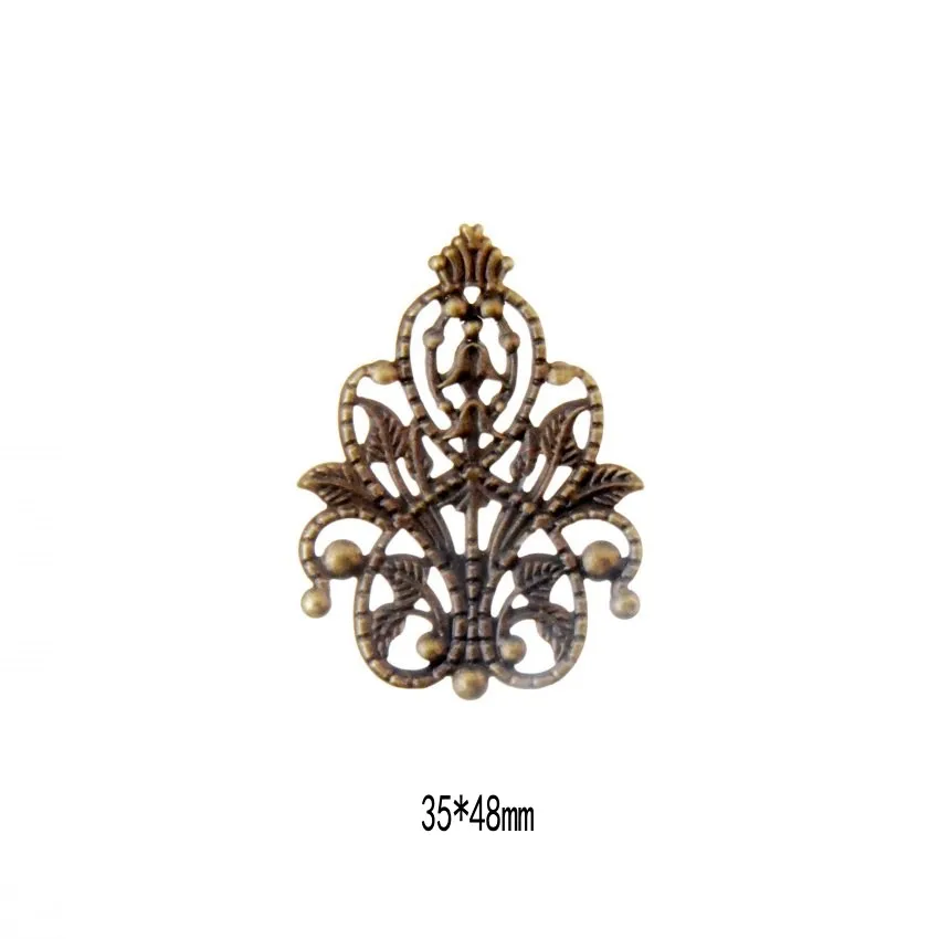 Retail 10PCS Antique Bronze Color Metal Filigree Wraps Connectors Crafts Gift Decoration DIY Jewelry Findings