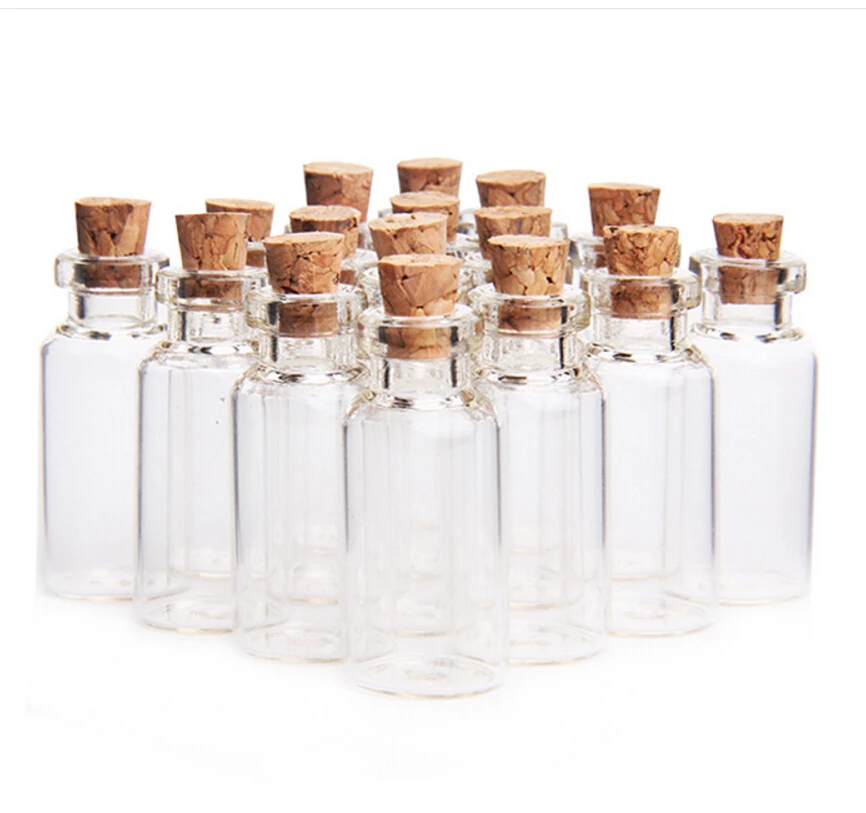 1000 x 3ml Tiny Clear Amber Cork Glass Bottles Vials For Wedding Holiday Decoration Christmas Gifts