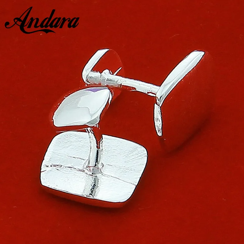 Hot Sale Silver Square Cufflink Men Silver Color Shirt Cufflink Fashion Shirt Buttons Women Cufflinks Jewelry