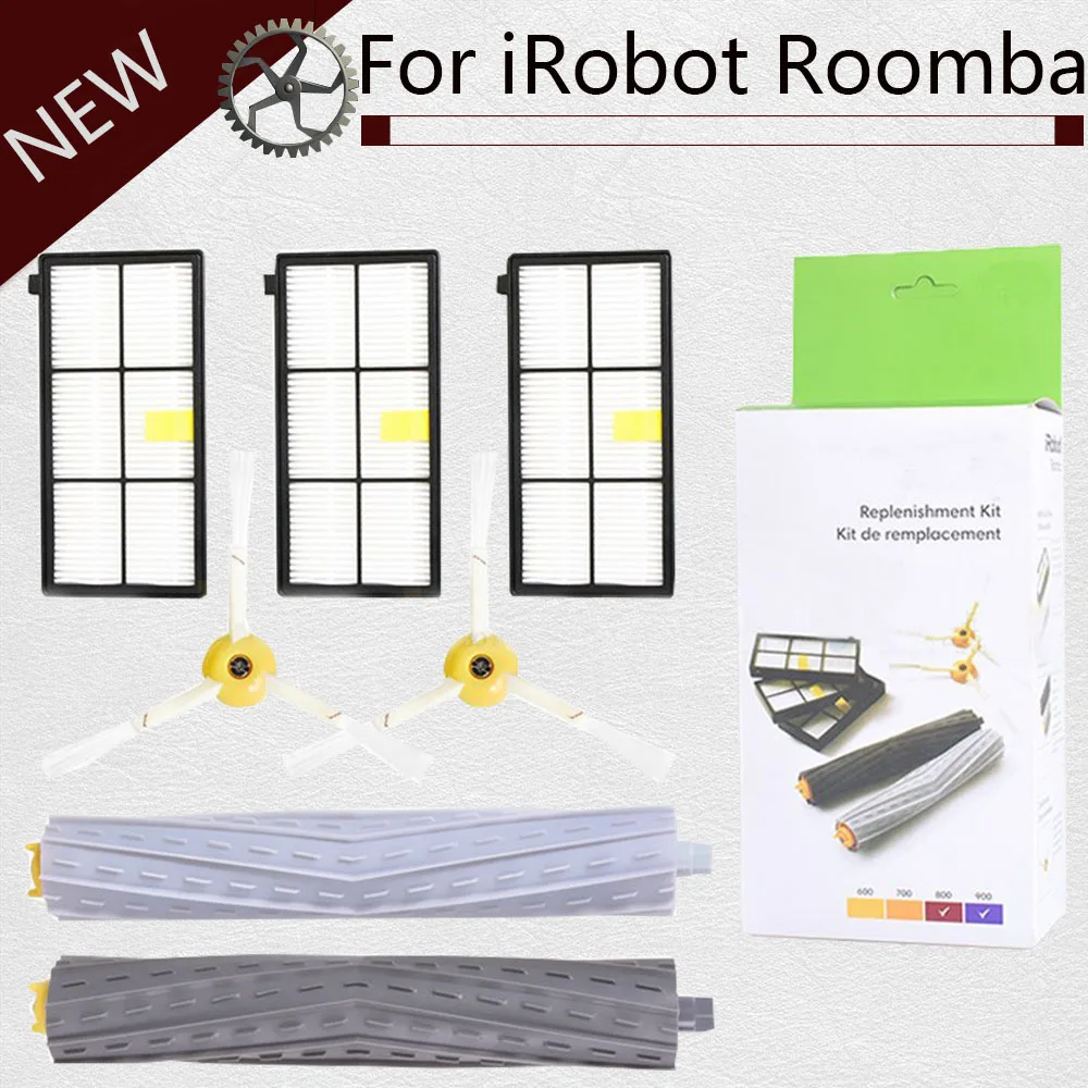 Kit de brosses et de filtres Hepa pour iRobot Roomba,pièce de rechange pour modèle 980, 990, 900, 896, 886, 870, 865, 866, 800,