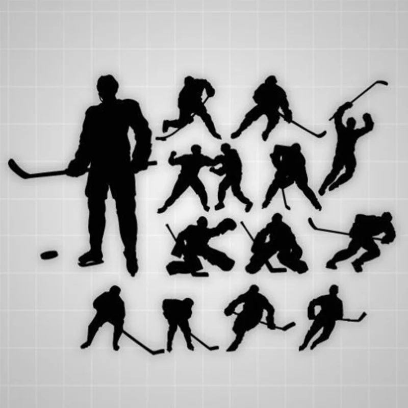 

POOMOO Wall Stickers Hockey players wall silhouettes, boys Hockey players decals,boys room decor