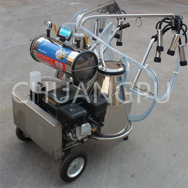 Single Bucket Gasoline Engine Mobile Milking Machine for Milking Cow,Goat