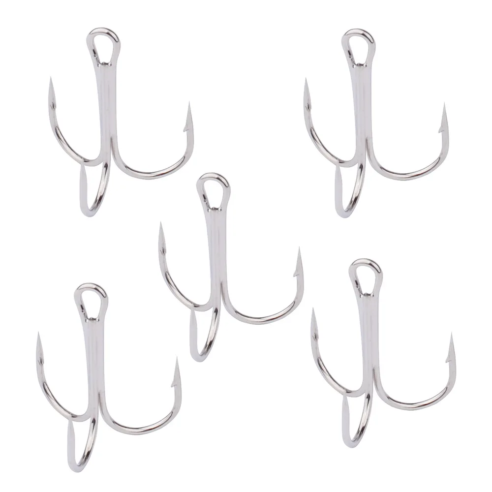 Silver Round Bent Treble Hooks 35647 High Carbon Steel Triple Artificial Lure Jig Fishhook Size 10# 8# 6# 4# 2#