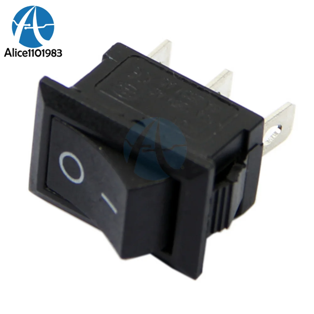 5PCS AC 6A/250V 10A/125V 3 Pin Terminal Snap-in On-Off Boat Switch Black Rocker Boatlike Switch 3Pin 3-Pin